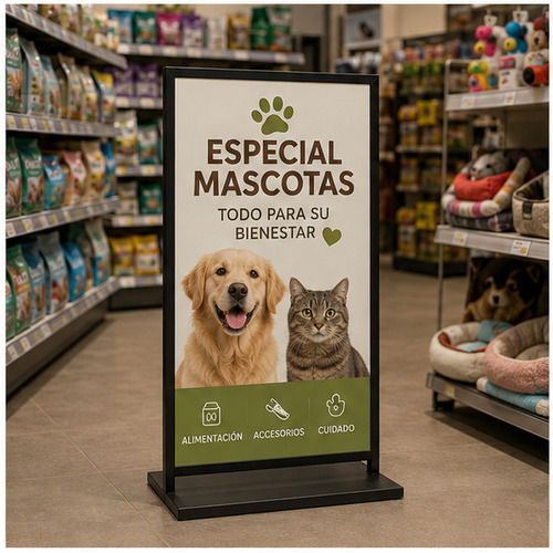Cartel de suelo para campaña Especial mascotas